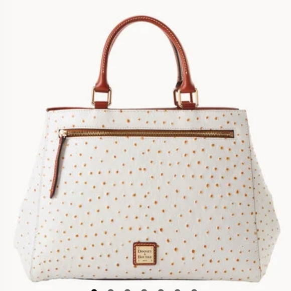 Dooney and Bourke Ostrich Zip Satchel - Picture 1 of 8